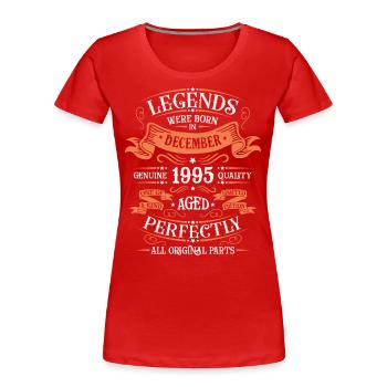 The legends were born in December 1995 gift - Women's Premium Organic T-Shirt - red - Front - Mia (176cm)