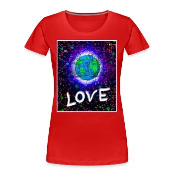 Apprendre à aimer le Christ Jésus sur terre. - T-shirt bio Premium Femme - rouge - Devant - Mia (176cm)