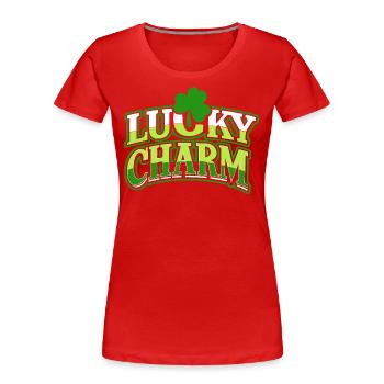Lucky Charm - St. Patrick's Day - Irland - Frauen Premium Bio T-Shirt - Rot - Vorne - Mia (176cm)