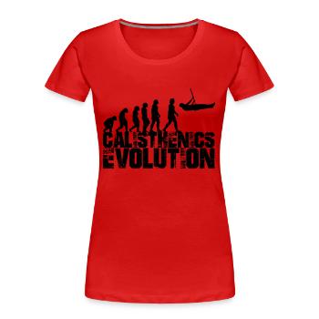 calisthenics evolution - Frauen Premium Bio T-Shirt - Rot - Vorne - Mia (176cm)