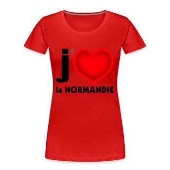 Ich liebe Normandie - Frauen Premium Bio T-Shirt - Rot - Vorne - Mia (176cm)