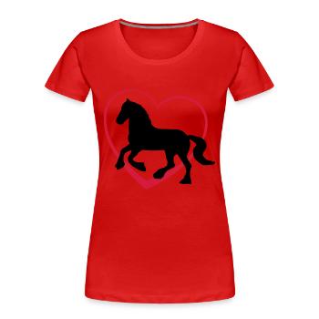 Pferd mit Herz - Frauen Premium Bio T-Shirt - Rot - Vorne - Mia (176cm)