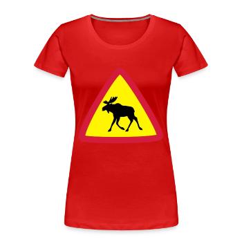 Elk warning 3clr - T-shirt bio Premium Femme - rouge - Devant - Mia (176cm)