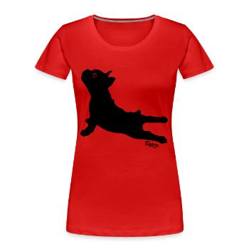 Aphrodite | Französische Bulldogge - Frauen Premium Bio T-Shirt - Rot - Vorne - Mia (176cm)