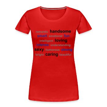word cloud - T-shirt bio Premium Femme - rouge - Devant - Mia (176cm)