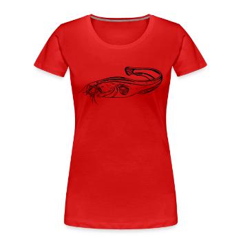 Wels - Angler - Frauen Premium Bio T-Shirt - Rot - Vorne - Mia (176cm)