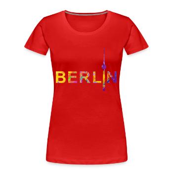 Berlin mit Fernsehturm - Frauen Premium Bio T-Shirt - Rot - Vorne - Mia (176cm)