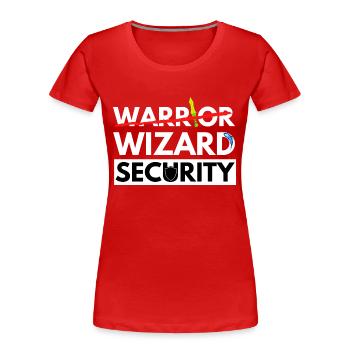 WARRIOR IS WIZARD SECURITY DRAGONS AVENTURES JDR - T-shirt bio Premium Femme - rouge - Devant - Mia (176cm)