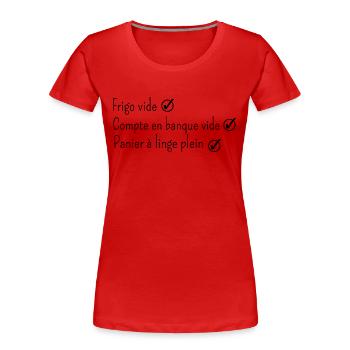 panier à linge plein humour - T-shirt bio Premium Femme - rouge - Devant - Mia (176cm)