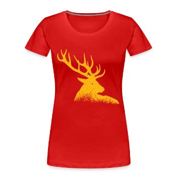 Hirsch - Frauen Premium Bio T-Shirt - Rot - Vorne - Mia (176cm)