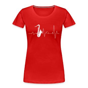 Saxophon Heartbeat Saxophonist Jazz Musiker - Frauen Premium Bio T-Shirt - Rot - Vorne - Mia (176cm)