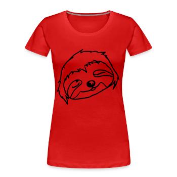 Visage paresseux endormi - T-shirt bio Premium Femme - rouge - Devant - Mia (176cm)