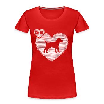 Labrador Chien Chien Bave Fourrure Nez Chien de famille - T-shirt bio Premium Femme - rouge - Devant - Mia (176cm)