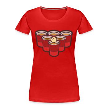 Bier Pong Spiel mit Ball - Frauen Premium Bio T-Shirt - Rot - Vorne - Mia (176cm)