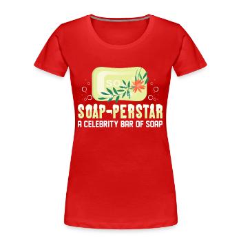 Soap-perstar - Une barre de savon de célébrité - T-shirt bio Premium Femme - rouge - Devant - Mia (176cm)
