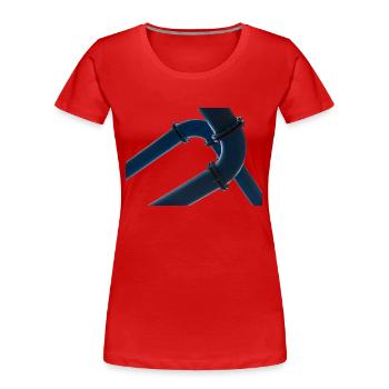 Zwei Wasserleitungen überlappen sich unter freiem Himmel - Frauen Premium Bio T-Shirt - Rot - Vorne - Mia (176cm)