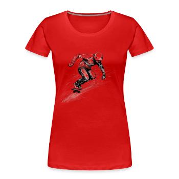 Skateboard - Frauen Premium Bio T-Shirt - Rot - Vorne - Mia (176cm)