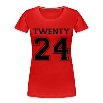 2024 - Women's Premium Organic T-Shirt - red - Front - Mia (176cm)