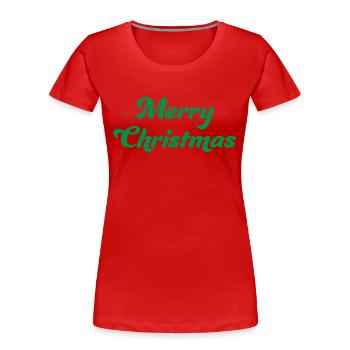 Merry Christmas Sternchen gruen rot - Frauen Premium Bio T-Shirt - Rot - Vorne - Mia (176cm)