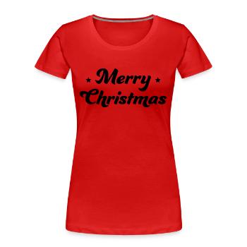 Merry Christmas Sternchen schwarz - Frauen Premium Bio T-Shirt - Rot - Vorne - Mia (176cm)