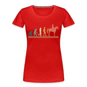 Evolution cheval - T-shirt bio Premium Femme - rouge - Devant - Mia (176cm)