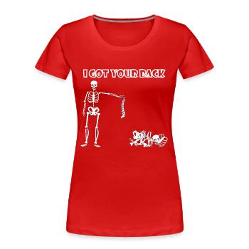 Ich halte dir den Rücken frei. - Frauen Premium Bio T-Shirt - Rot - Vorne - Mia (176cm)