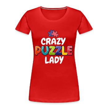 Crazy Puzzle Lady Piece Jigsaw Puzzle - Frauen Premium Bio T-Shirt - Rot - Vorne - Mia (176cm)