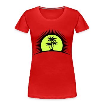 palm tree - Women's Premium Organic T-Shirt - red - Front - Mia (176cm)