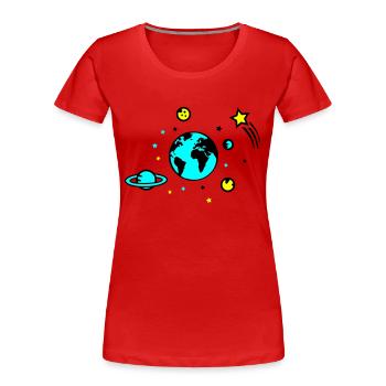 universum 02 - Frauen Premium Bio T-Shirt - Rot - Vorne - Mia (176cm)