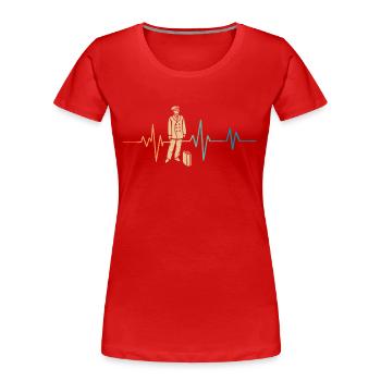 Heartbeat Retro Lokführer - Frauen Premium Bio T-Shirt - Rot - Vorne - Mia (176cm)