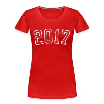Année de naissance sport 2017 - T-shirt bio Premium Femme - rouge - Devant - Mia (176cm)