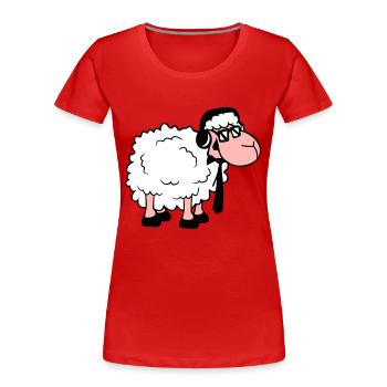 Sheep Sunglasses Tie Music DJ Headphones Fun - Women's Premium Organic T-Shirt - red - Front - Mia (176cm)