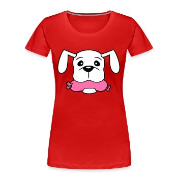 Chien Saucisse Bouche Faim Nourriture Mange Saucisses Sucré - T-shirt bio Premium Femme - rouge - Devant - Mia (176cm)