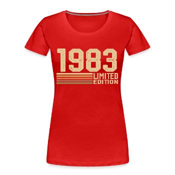 Né en 1983 anniversaire - Cadeau 1983 Vintage 1983 - T-shirt bio Premium Femme - rouge - Devant - Mia (176cm)
