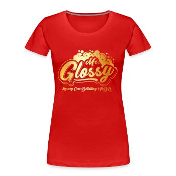 M. Brillant - T-shirt bio Premium Femme - rouge - Devant - Mia (176cm)