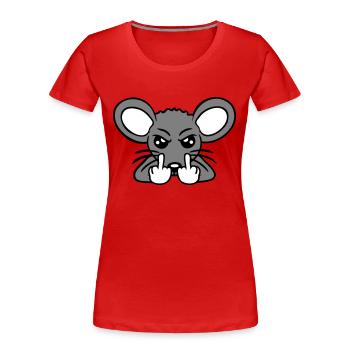 Mouse Nasty Angry Frustrated Aggressive Middle Finger - Women's Premium Organic T-Shirt - red - Front - Mia (176cm)