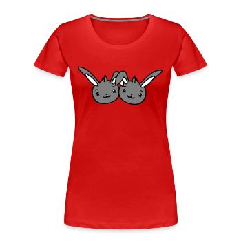2 Bunnies Friends Team Crew Couple Two Lucky - Women's Premium Organic T-Shirt - red - Front - Mia (176cm)