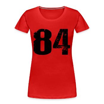 84 Zahl Trikot - Frauen Premium Bio T-Shirt - Rot - Vorne - Mia (176cm)