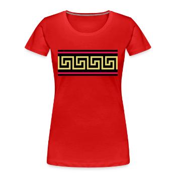 Greek Key - Women's Premium Organic T-Shirt - red - Front - Mia (176cm)