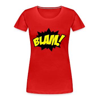 explosion - Frauen Premium Bio T-Shirt - Rot - Vorne - Mia (176cm)