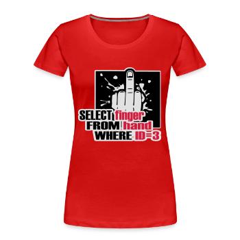 Doigt SELECT FROM main - T-shirt bio Premium Femme - rouge - Devant - Mia (176cm)
