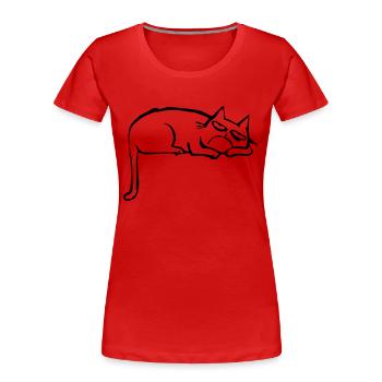 funny cat - Frauen Premium Bio T-Shirt - Rot - Vorne - Mia (176cm)