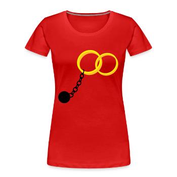 Wedding rings ankle bracelet JGA Bachelor - Women's Premium Organic T-Shirt - red - Front - Mia (176cm)