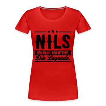 Man Myth Légende Nils - T-shirt bio Premium Femme - rouge - Devant - Mia (176cm)