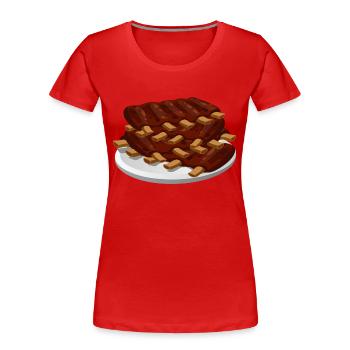 Spare Ribs - Frauen Premium Bio T-Shirt - Rot - Vorne - Mia (176cm)