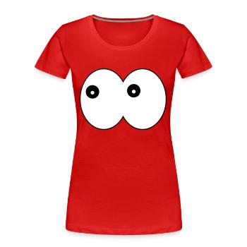 Lustige Augen- Comic Kulleraugen links schauend - Frauen Premium Bio T-Shirt - Rot - Vorne - Mia (176cm)