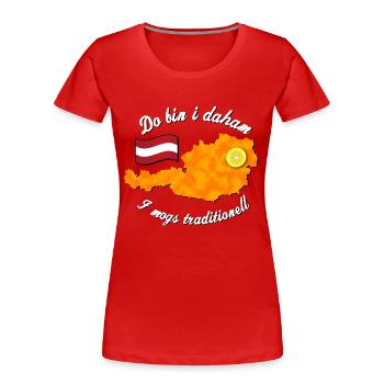 Daham Schnitzel - Frauen Premium Bio T-Shirt - Rot - Vorne - Mia (176cm)