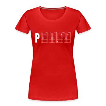 Peace Font for Guitar Chords Guitarist Shirt - Women's Premium Organic T-Shirt - red - Front - Mia (176cm)