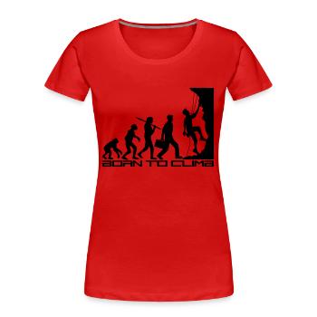 né pour gravir l'évolution évolution née raide - T-shirt bio Premium Femme - rouge - Devant - Mia (176cm)