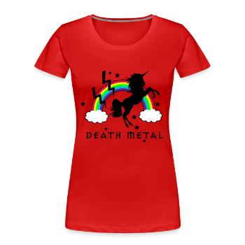 Death Metal Einhorn - Frauen Premium Bio T-Shirt - Rot - Vorne - Mia (176cm)
